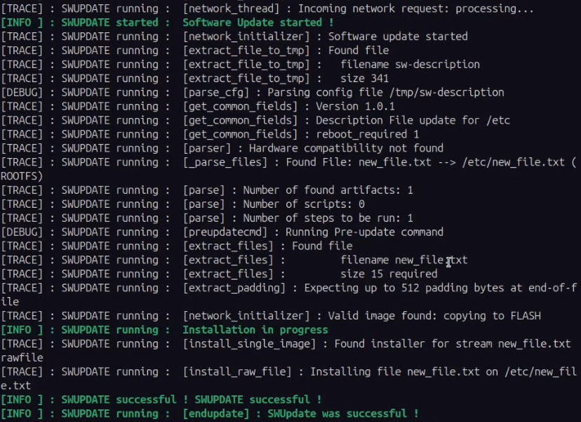 swupdate successful